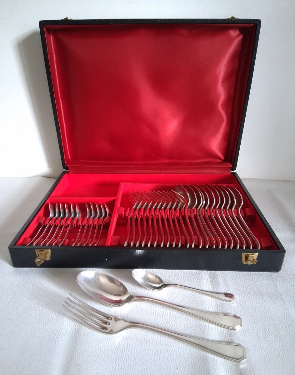 CHRISTOFLE ménagère America Luc Lanel 36 pièces 12 couverts 1930 Art Déco