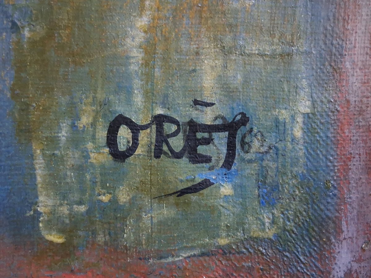 Coline Ores Oil On Canvas "the Birdcatcher" 1962-photo-6