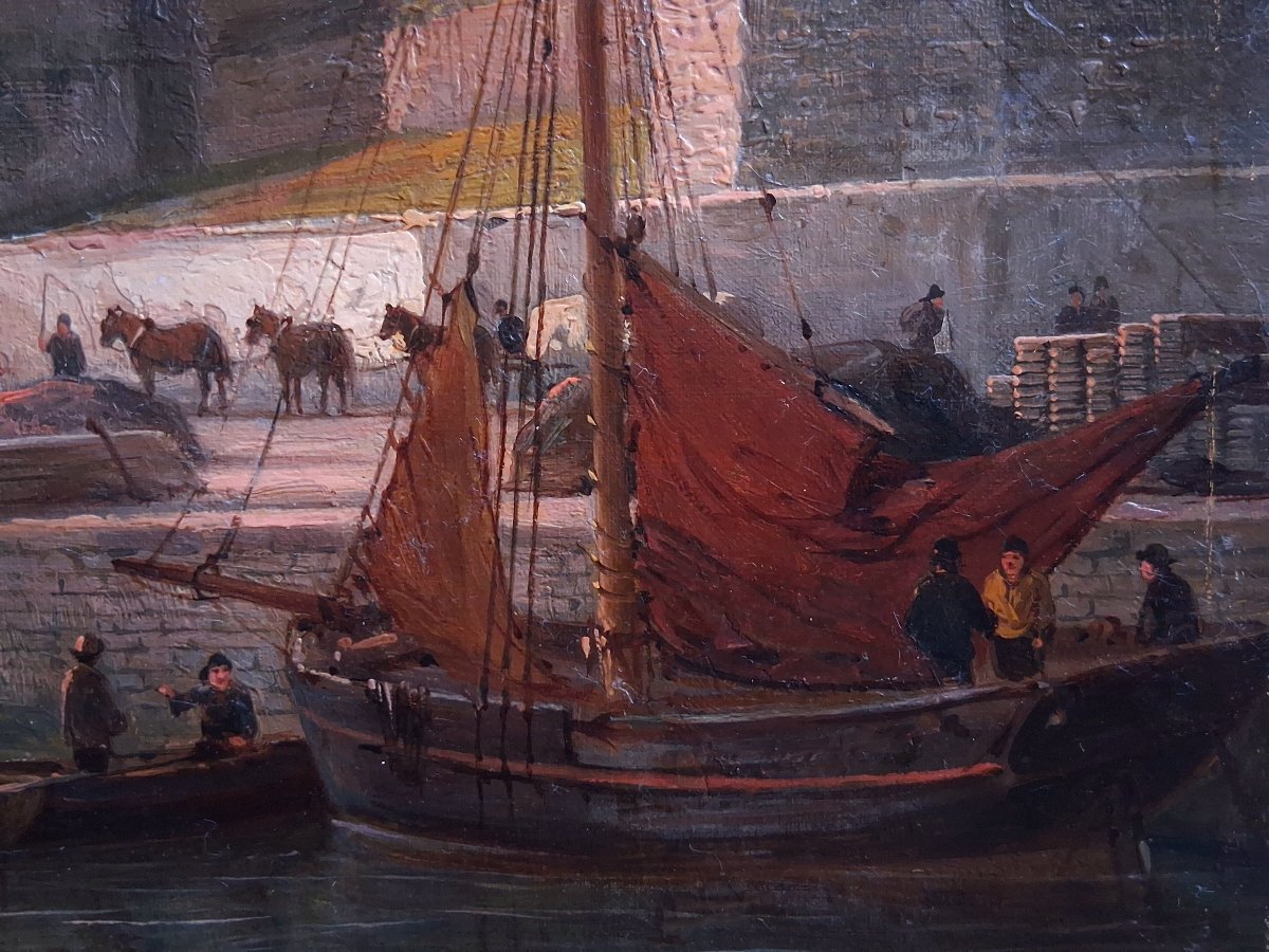 William Raymond Dommersen (1859–1927) Caernarfon Castle Harbour United Kingdom Oil On Canvas-photo-4