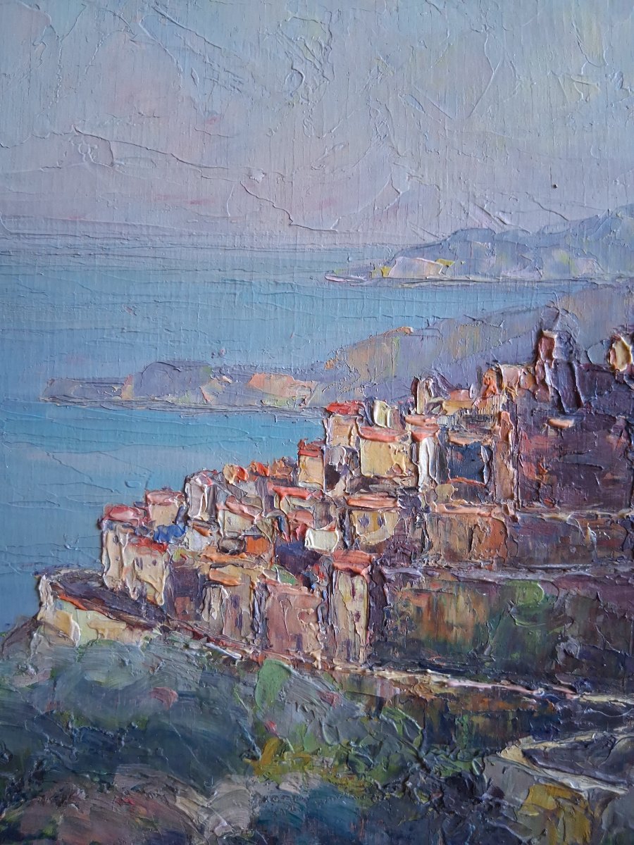 André Beronneau (1886–1973) Village Of èze Côte d'Azur Oil On Wood-photo-3