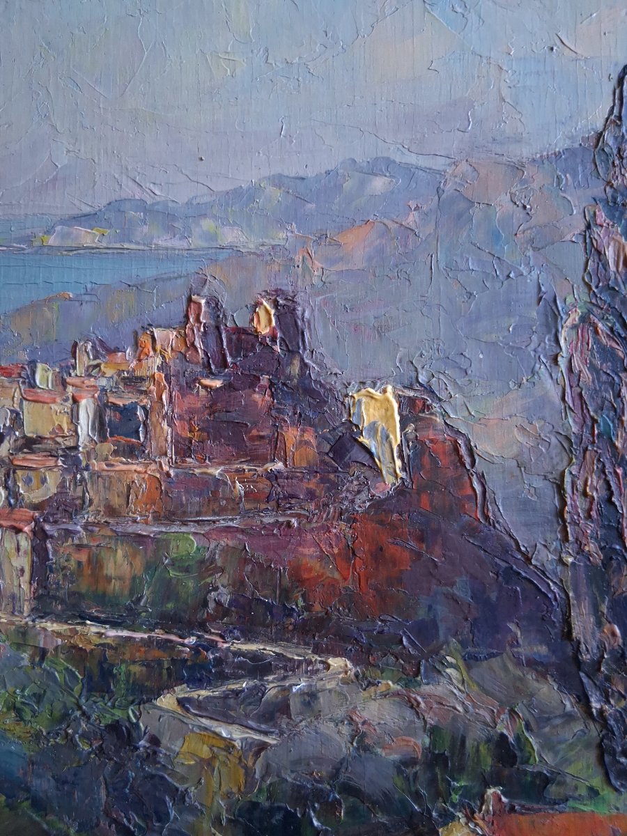 André Beronneau (1886–1973) Village Of èze Côte d'Azur Oil On Wood-photo-4
