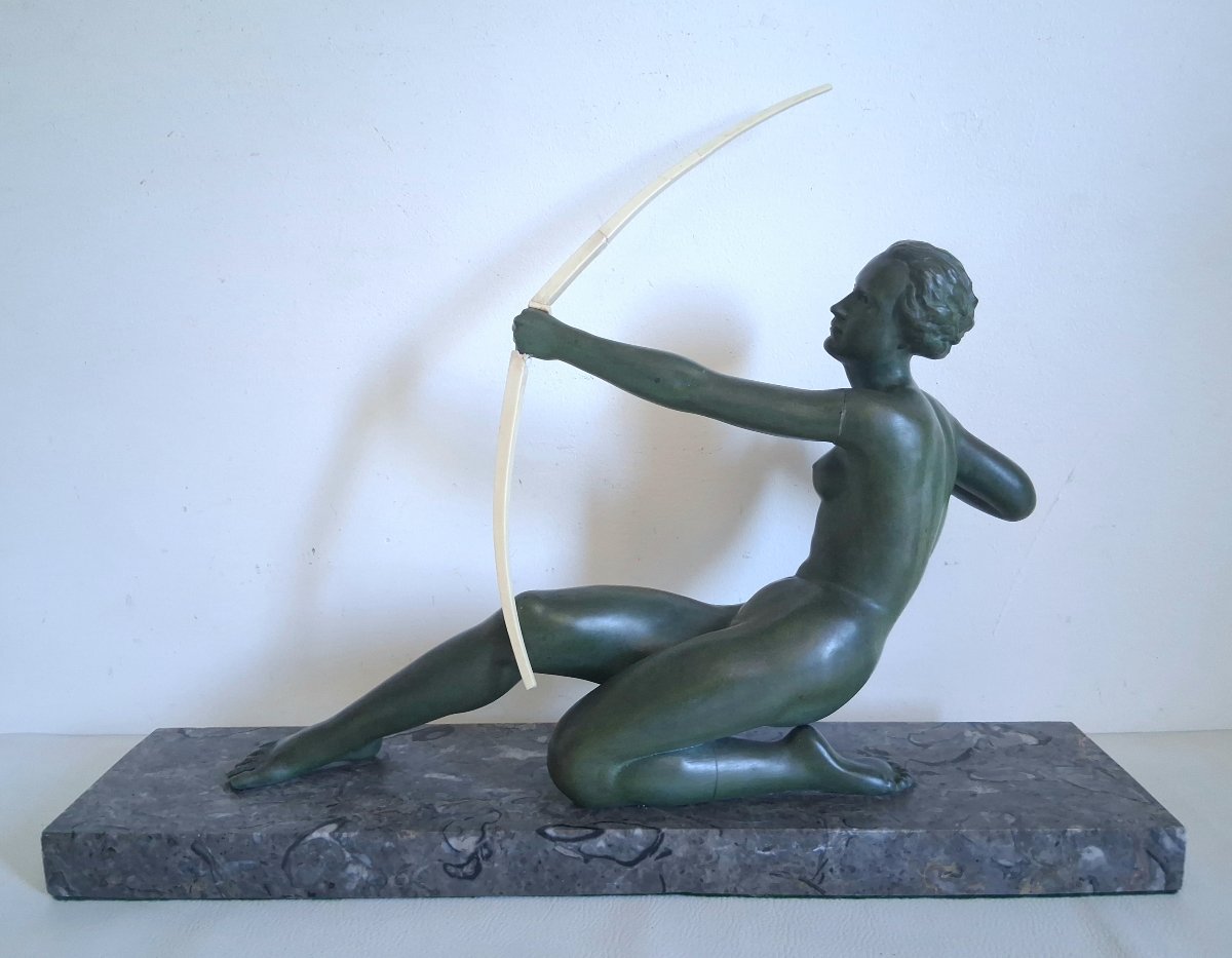 Diana The Huntress Sculpture 1930 Art Deco Oudine Alexandre Ouline-photo-3