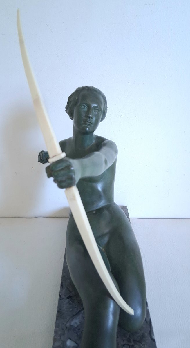 Diana The Huntress Sculpture 1930 Art Deco Oudine Alexandre Ouline-photo-1