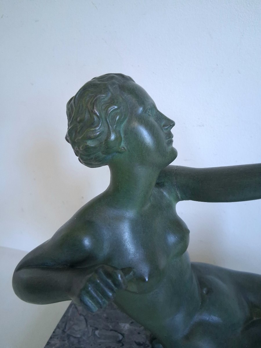 Diana The Huntress Sculpture 1930 Art Deco Oudine Alexandre Ouline-photo-3