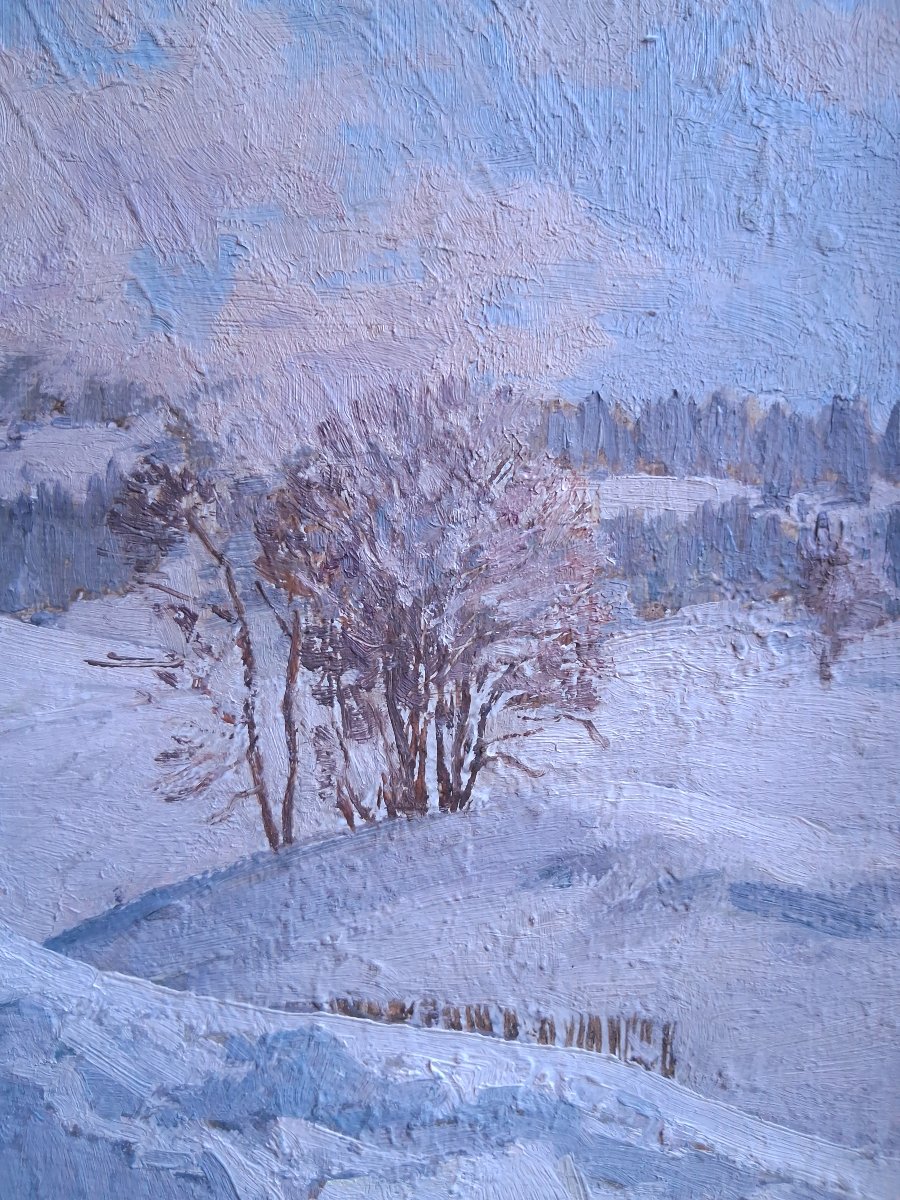 Philippe Wallet Snowy Landscape Oil On Panel-photo-4