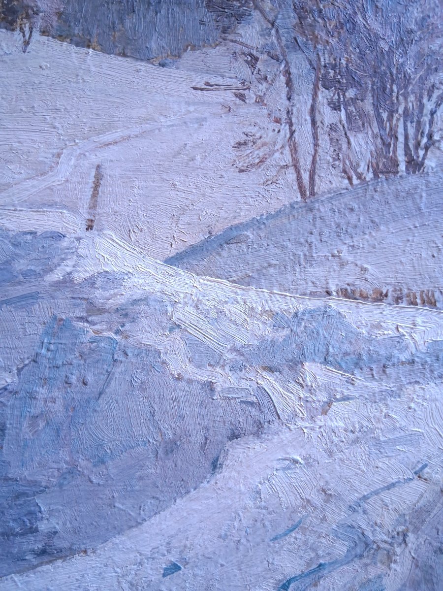 Philippe Wallet Snowy Landscape Oil On Panel-photo-6