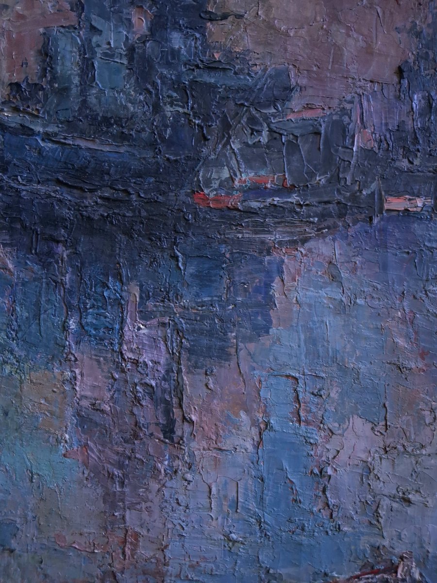 Marie Rose CAUVIN (1901-1978) huile sur toile marine Le Jean Bart port de Toulon-photo-6