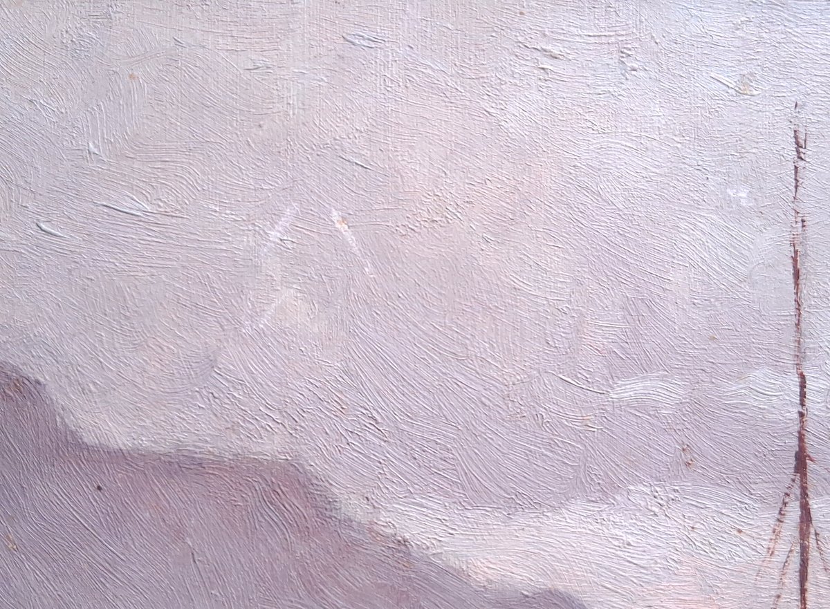 Oil On Panel Lakeside Landscape With Steamboat J. Preaux-photo-6