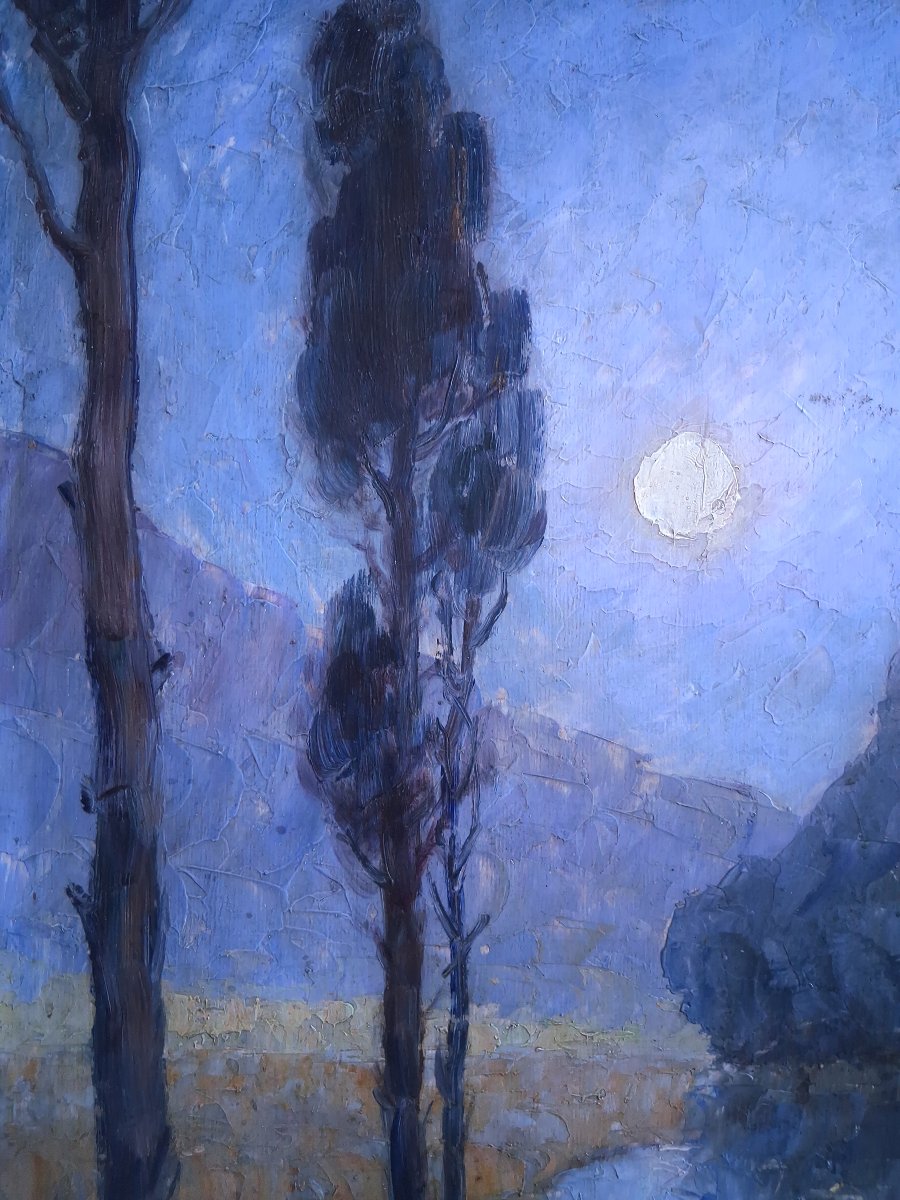 Dieudonné Jacobs (1887–1967) Oil On Panel Lakeside Landscape At Dusk Post-impressionism-photo-2