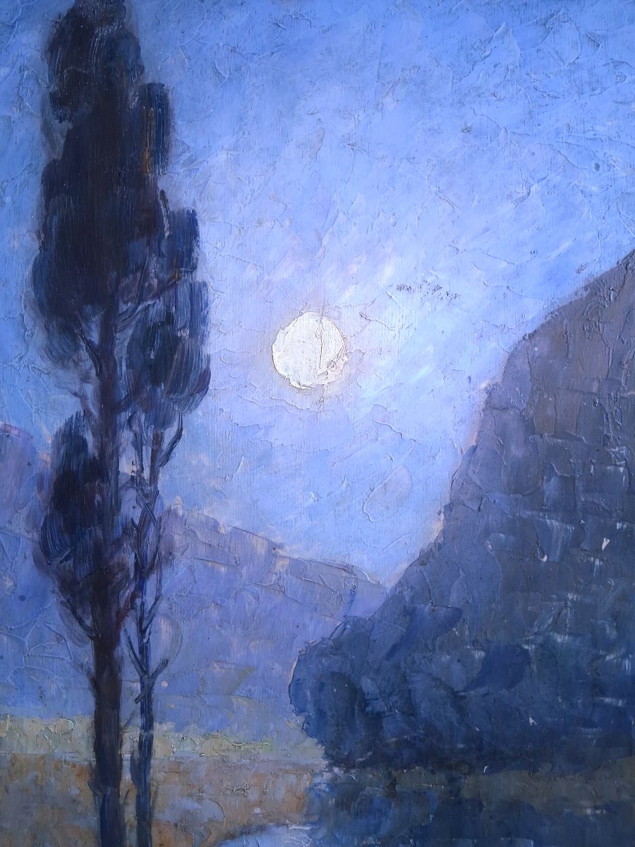 Dieudonné Jacobs (1887–1967) Oil On Panel Lakeside Landscape At Dusk Post-impressionism-photo-3