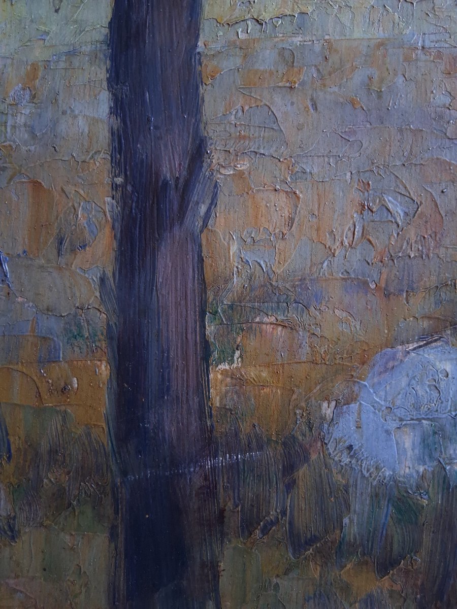 Dieudonné Jacobs (1887–1967) Oil On Panel Lakeside Landscape At Dusk Post-impressionism-photo-3