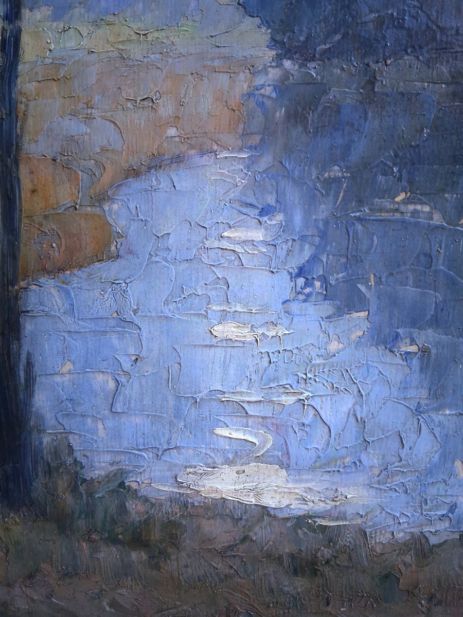 Dieudonné Jacobs (1887–1967) Oil On Panel Lakeside Landscape At Dusk Post-impressionism-photo-4