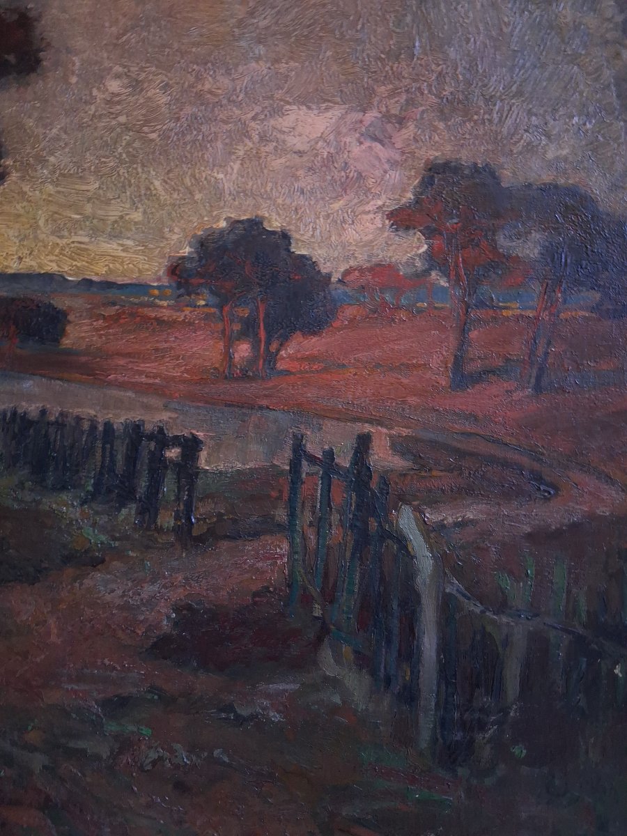 River Landscape At Twilight Oil On Canvas Post-impressionism-photo-4