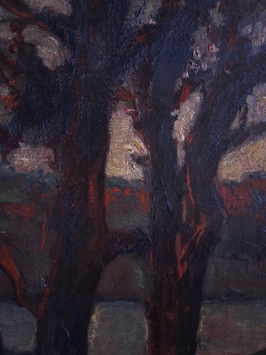 River Landscape At Twilight Oil On Canvas Post-impressionism-photo-1