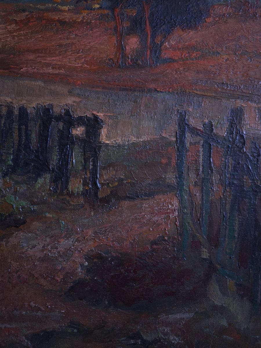 River Landscape At Twilight Oil On Canvas Post-impressionism-photo-5
