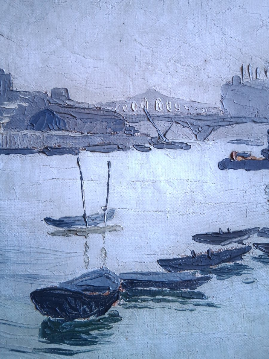 Louis-Félix CLAUDEL (1895-1948) paysage fluvial bords de Seine Paris huile sur toile-photo-3