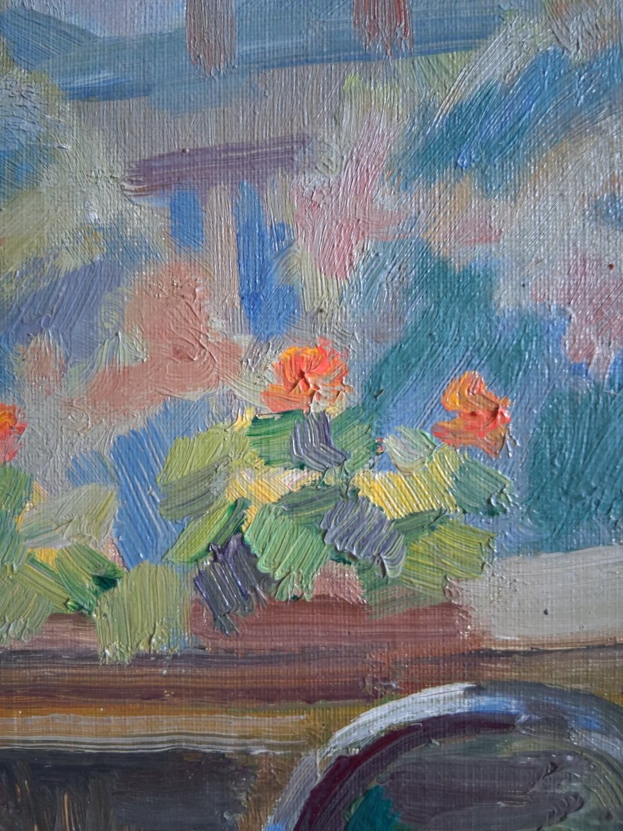 Joseph Lucien Schibi (1908–1980) Oil On Panel Interior Scene With An Open Window-photo-5