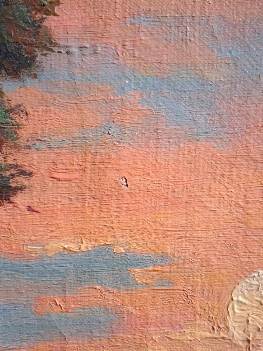 Georges Baffert Oil On Canvas Seascape At Dusk-photo-4