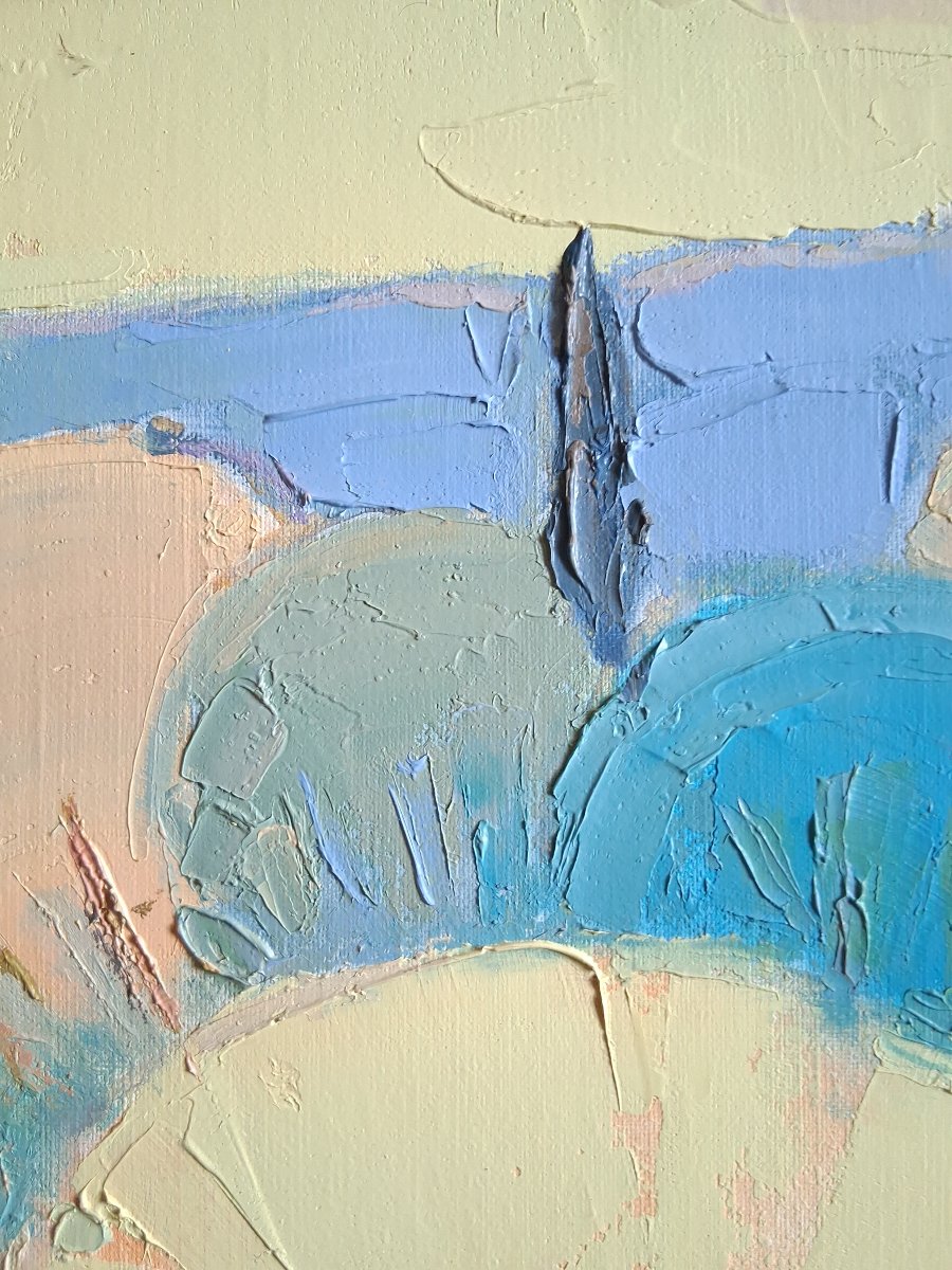 Jacques PETIT (1925-2019) huile sur toile paysage provençal "Mas dans le Luberon"-photo-1