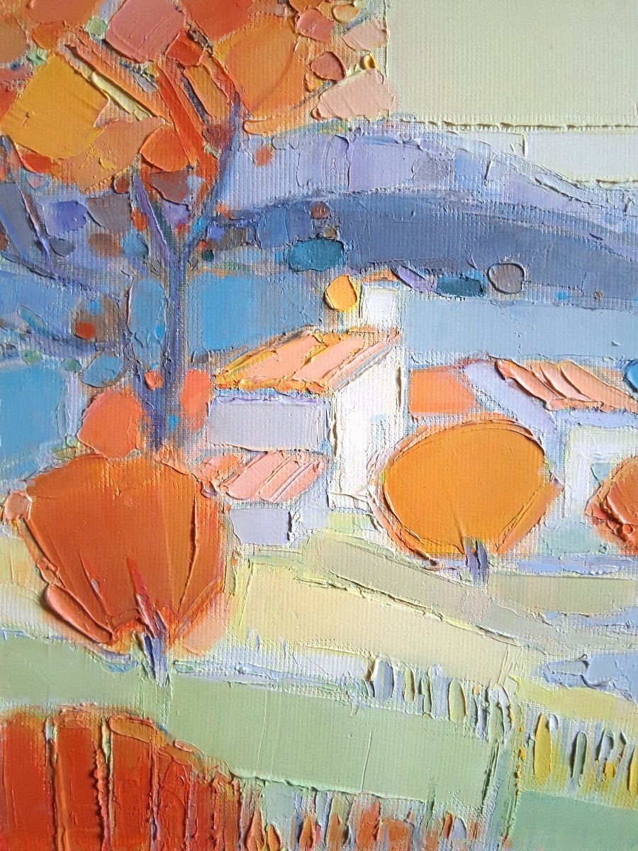 Jacques Petit (1925-2019) Oil On Canvas Provençal Landscape "automne Aux Romanes" Mérindol-photo-3