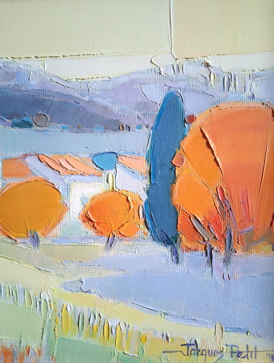 Jacques Petit (1925-2019) Oil On Canvas Provençal Landscape "automne Aux Romanes" Mérindol-photo-4