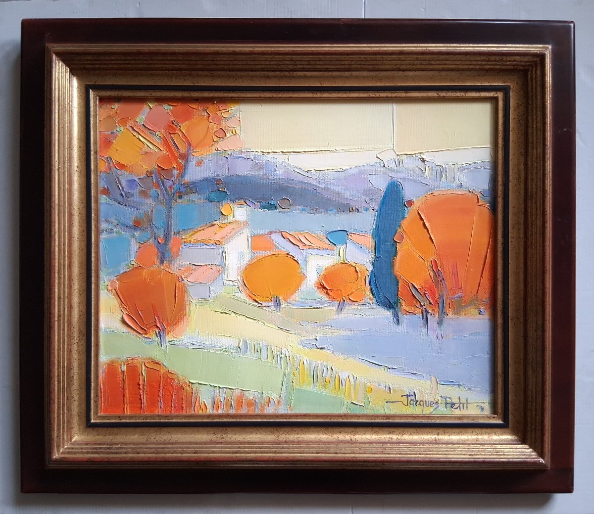 Jacques Petit (1925-2019) Oil On Canvas Provençal Landscape "automne Aux Romanes" Mérindol