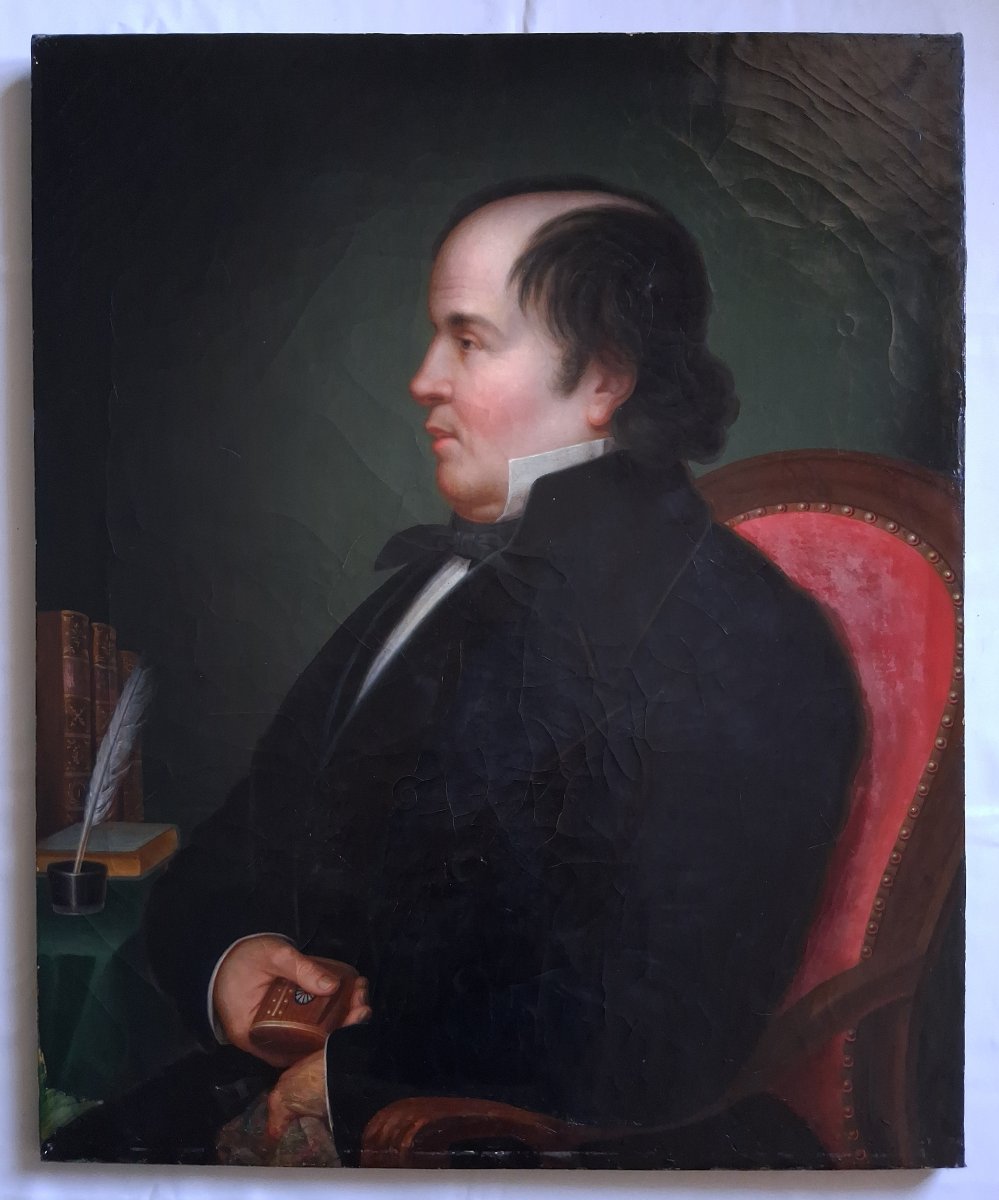 Oil On Canvas Portrait Of A Man First Half Of The 19th Century-photo-2