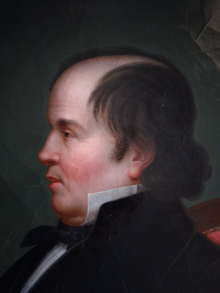 Oil On Canvas Portrait Of A Man First Half Of The 19th Century-photo-4