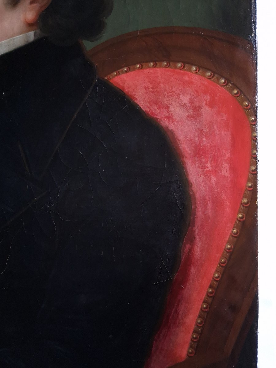 Oil On Canvas Portrait Of A Man First Half Of The 19th Century-photo-3