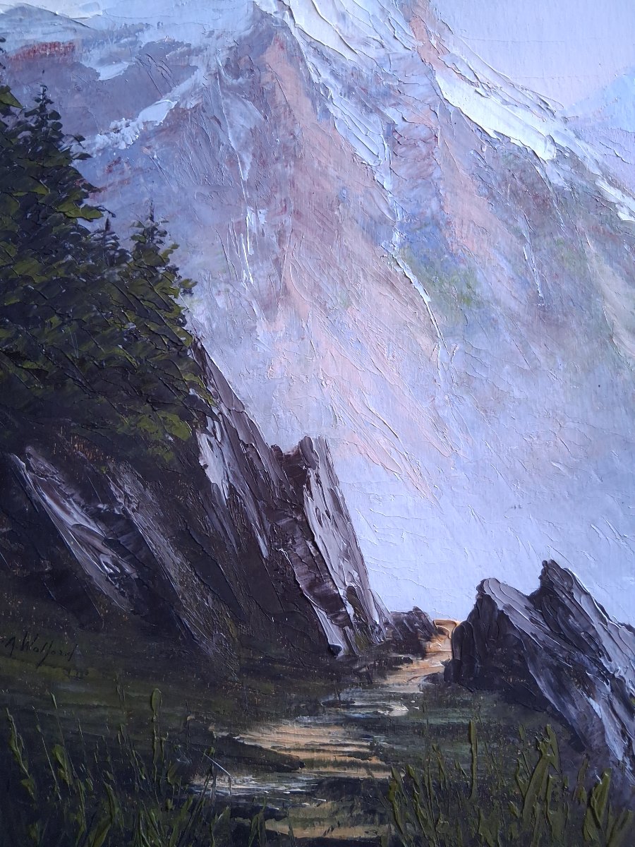 Astrid Walford (1907–1984) Oil On Wood Mountain Landscape Alps-photo-1