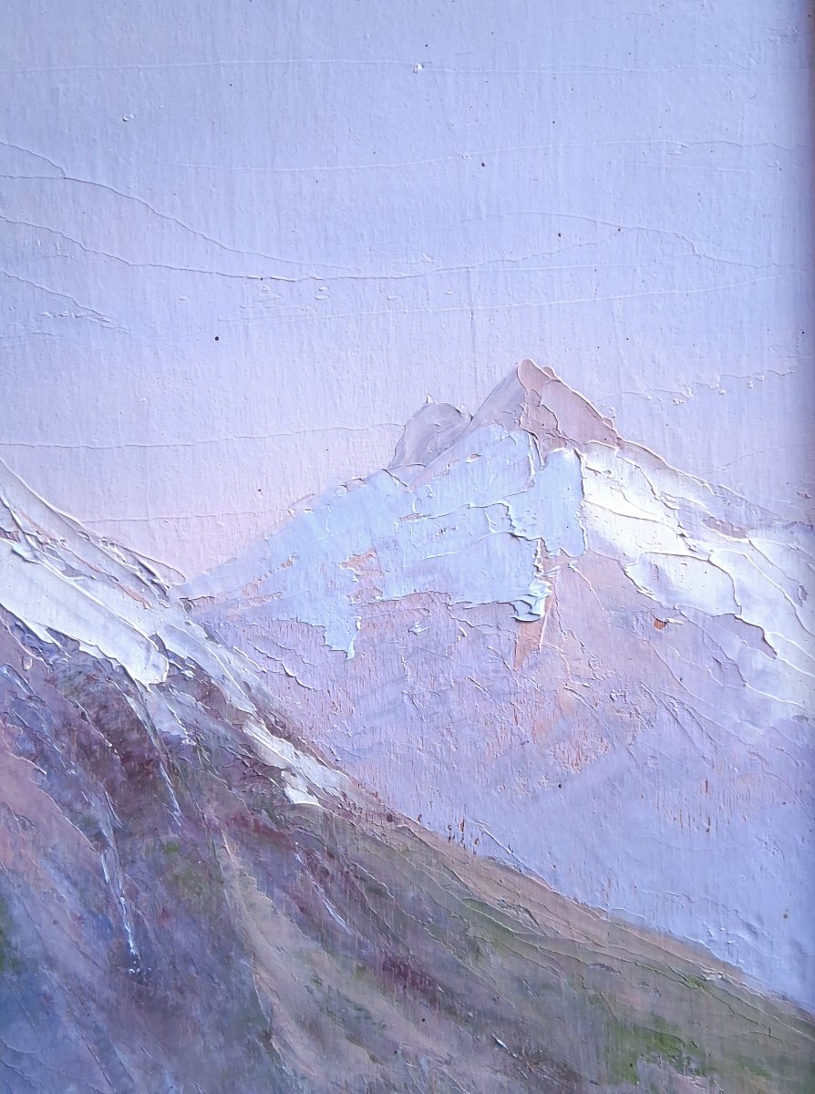 Astrid Walford (1907–1984) Oil On Wood Mountain Landscape Alps-photo-4