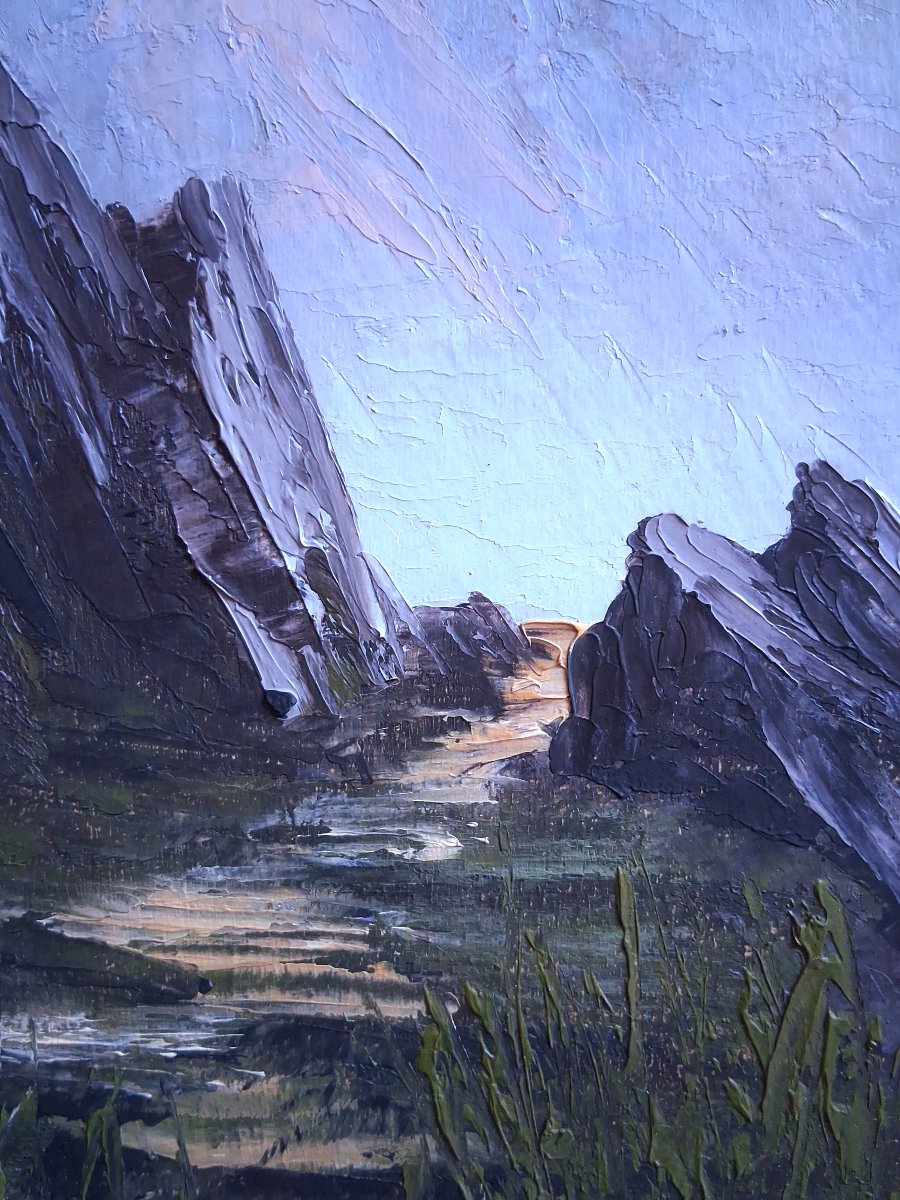 Astrid Walford (1907–1984) Oil On Wood Mountain Landscape Alps-photo-6