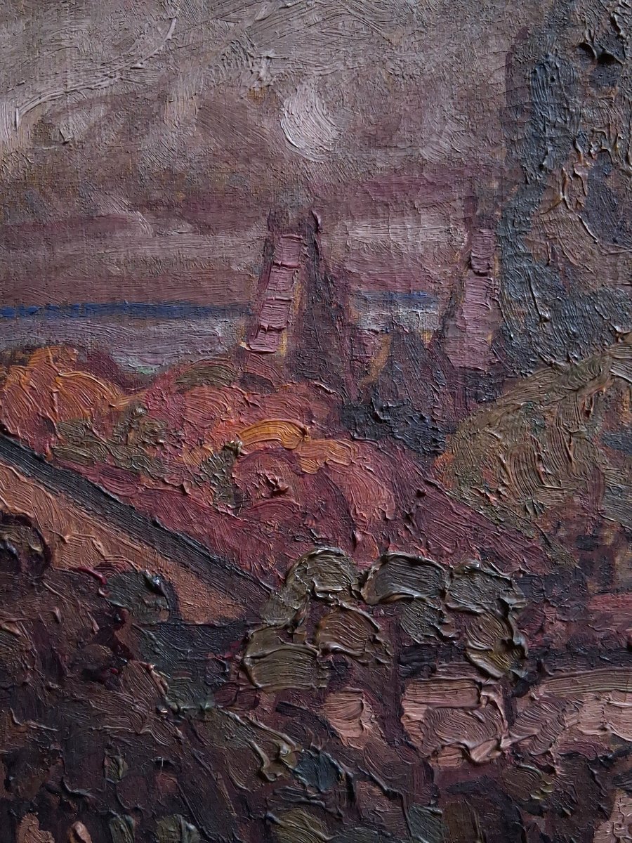 Léon Louis PERROT (1892-1971) L'Ile Barbe Lyon huile sur toile Ecole lyonnaise-photo-5