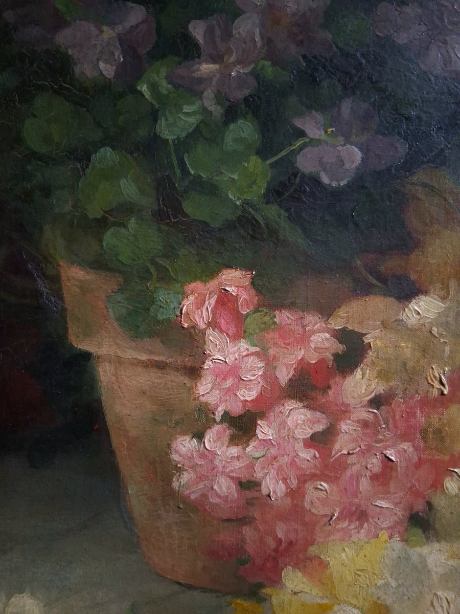 Hortense DURY-VASSELON (1860-1924) huile sur toile nature morte aux fleurs-photo-3