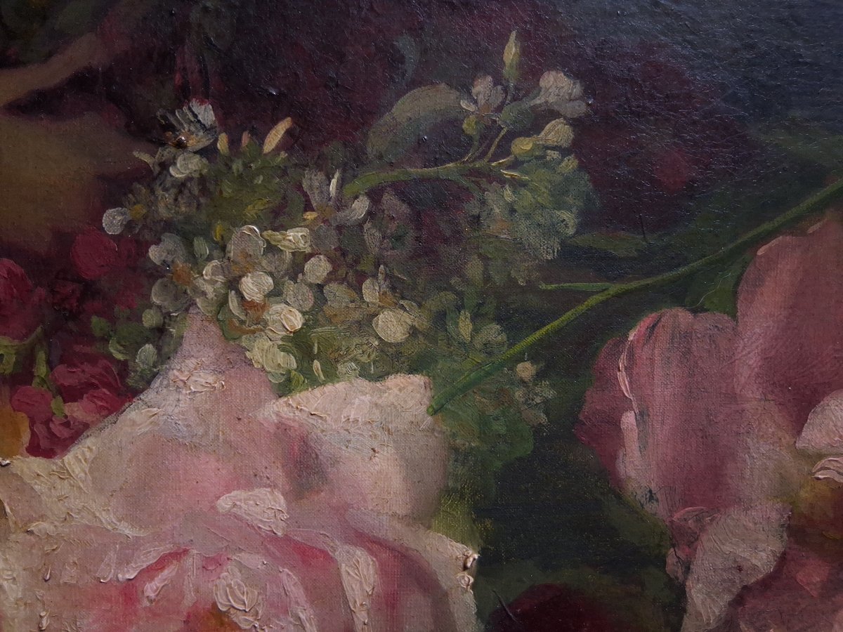 Hortense DURY-VASSELON (1860-1924) huile sur toile nature morte aux fleurs-photo-5