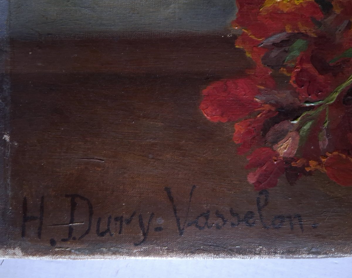 Hortense DURY-VASSELON (1860-1924) huile sur toile nature morte aux fleurs-photo-6