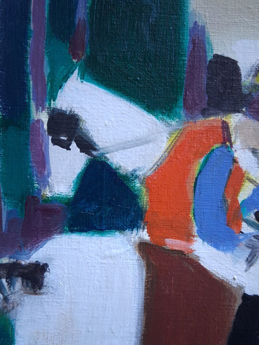 Claude Aliotti (1925-1989) Oil On Canvas Horse Racing Horses Jockeys-photo-3