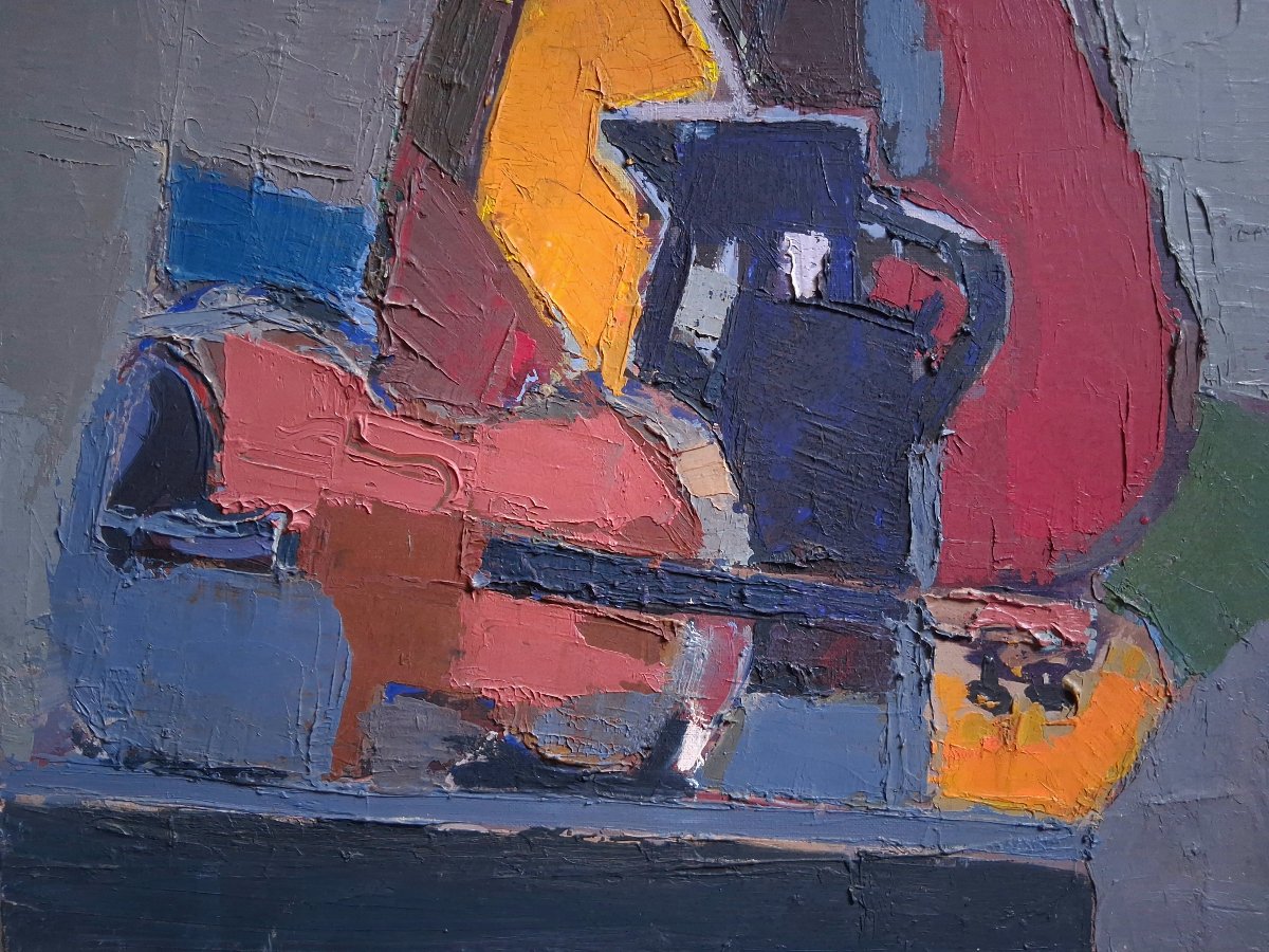 Oil On Canvas Still Life With A Violin-photo-3