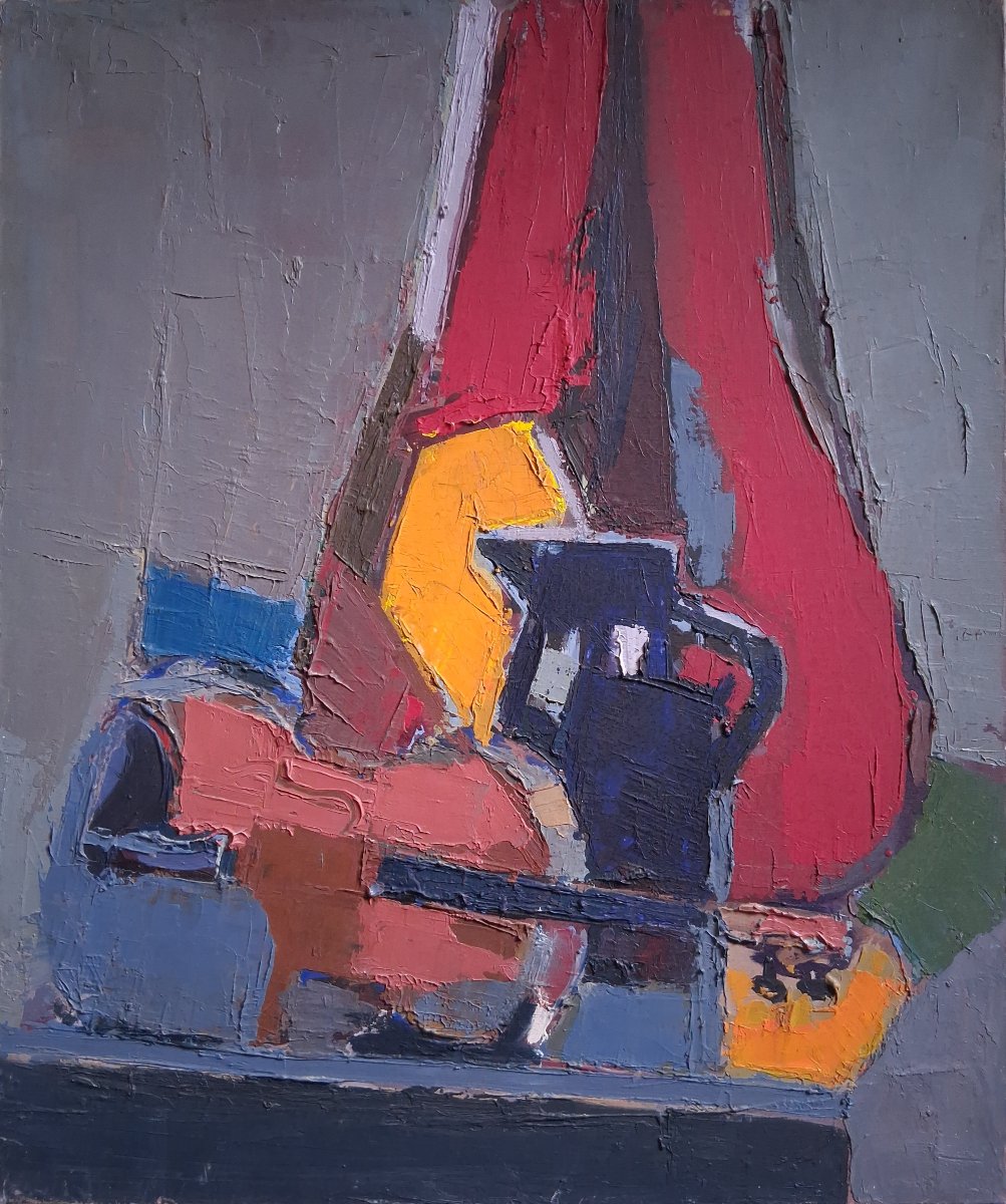 Oil On Canvas Still Life With A Violin