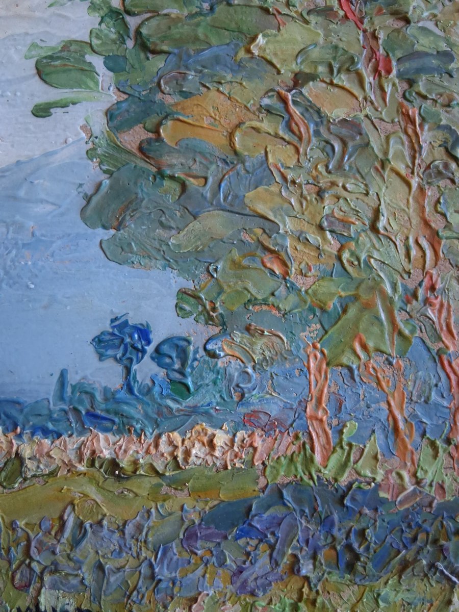 Honoré Nicolau Oil On Panel Summer Landscape-photo-1