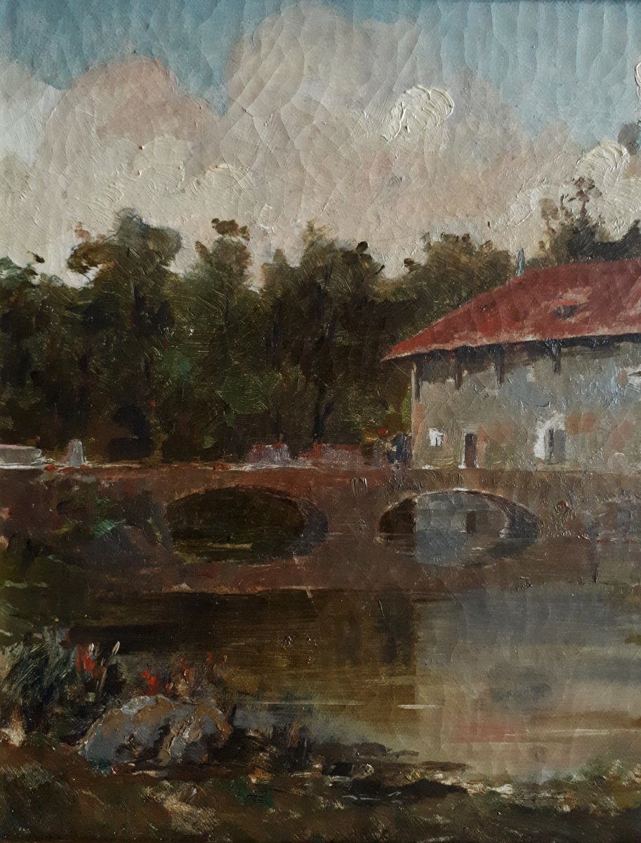 Pierre Henri Chanut 1857-1907 Table Oil On Canvas River Landscape Lyonnaise School 19th-photo-2