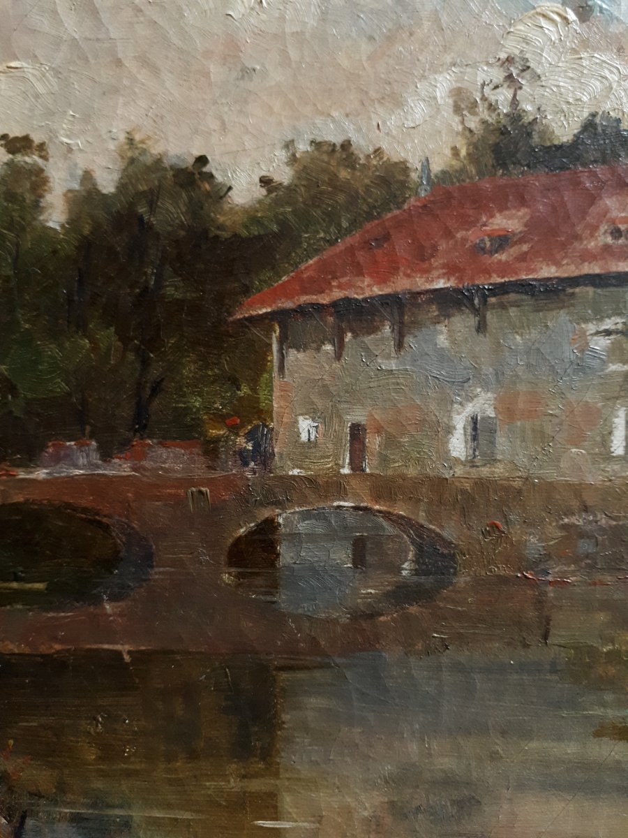 Pierre Henri Chanut 1857-1907 Table Oil On Canvas River Landscape Lyonnaise School 19th-photo-1