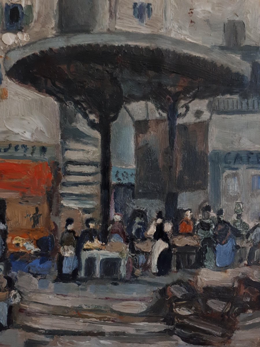 Oil Painting On Panel Louis Raibaud Grasse Place De La Poissonnerie 1924-photo-2