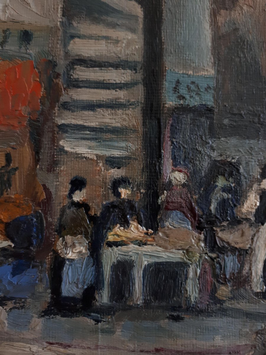 Tableau huile sur panneau Louis RAIBAUD Grasse place de la Poissonnerie 1924-photo-4
