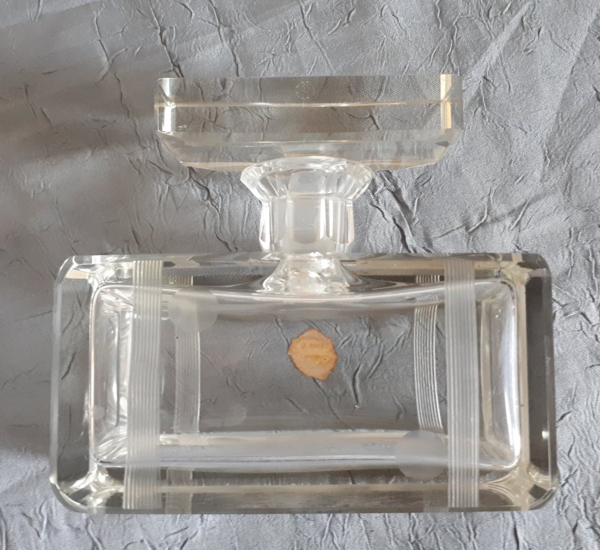 Flacon et vaporisateur à parfum cristal de Bohême décor géométrique 1930 Art Déco-photo-4
