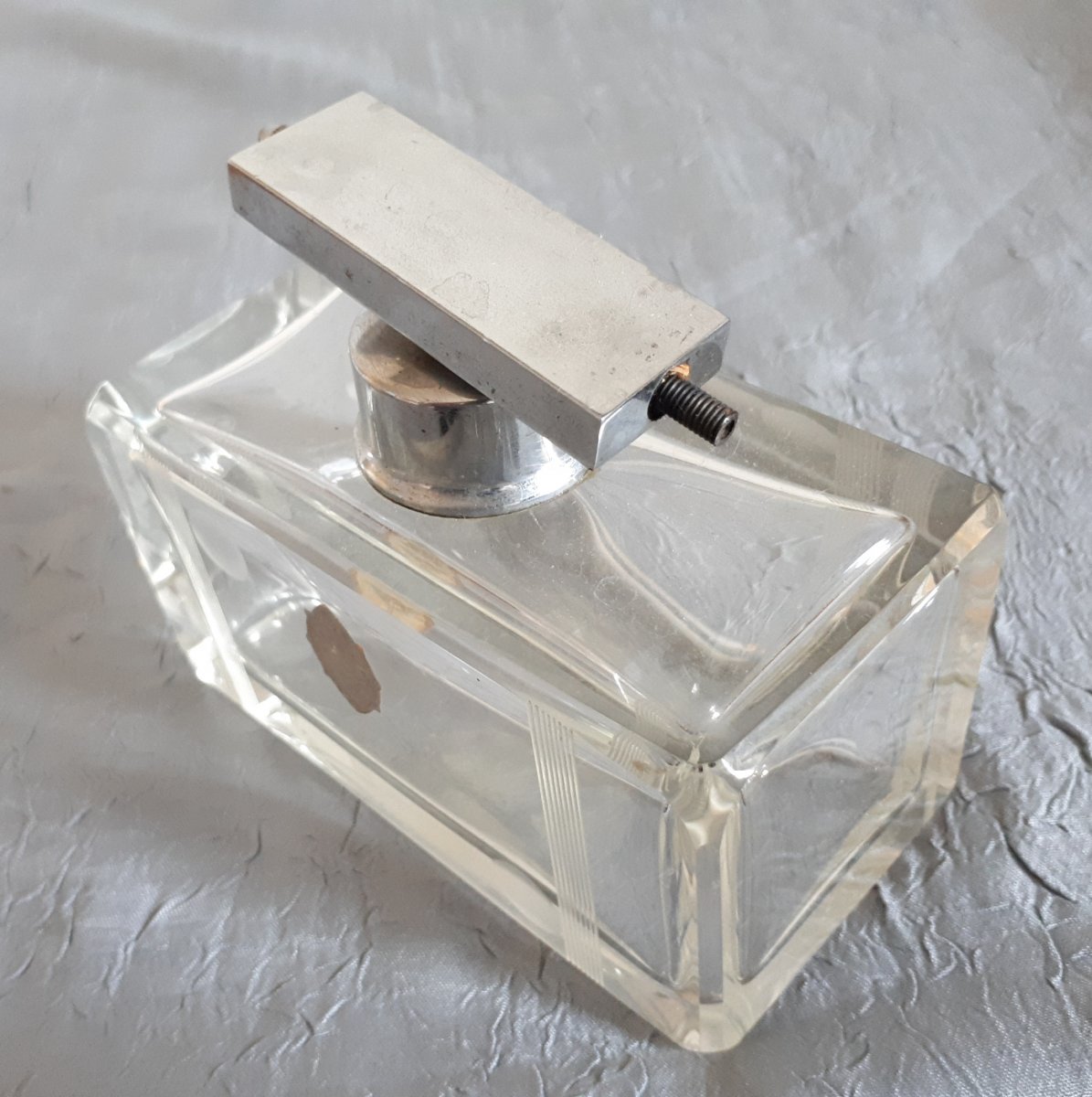 Flacon et vaporisateur à parfum cristal de Bohême décor géométrique 1930 Art Déco-photo-8