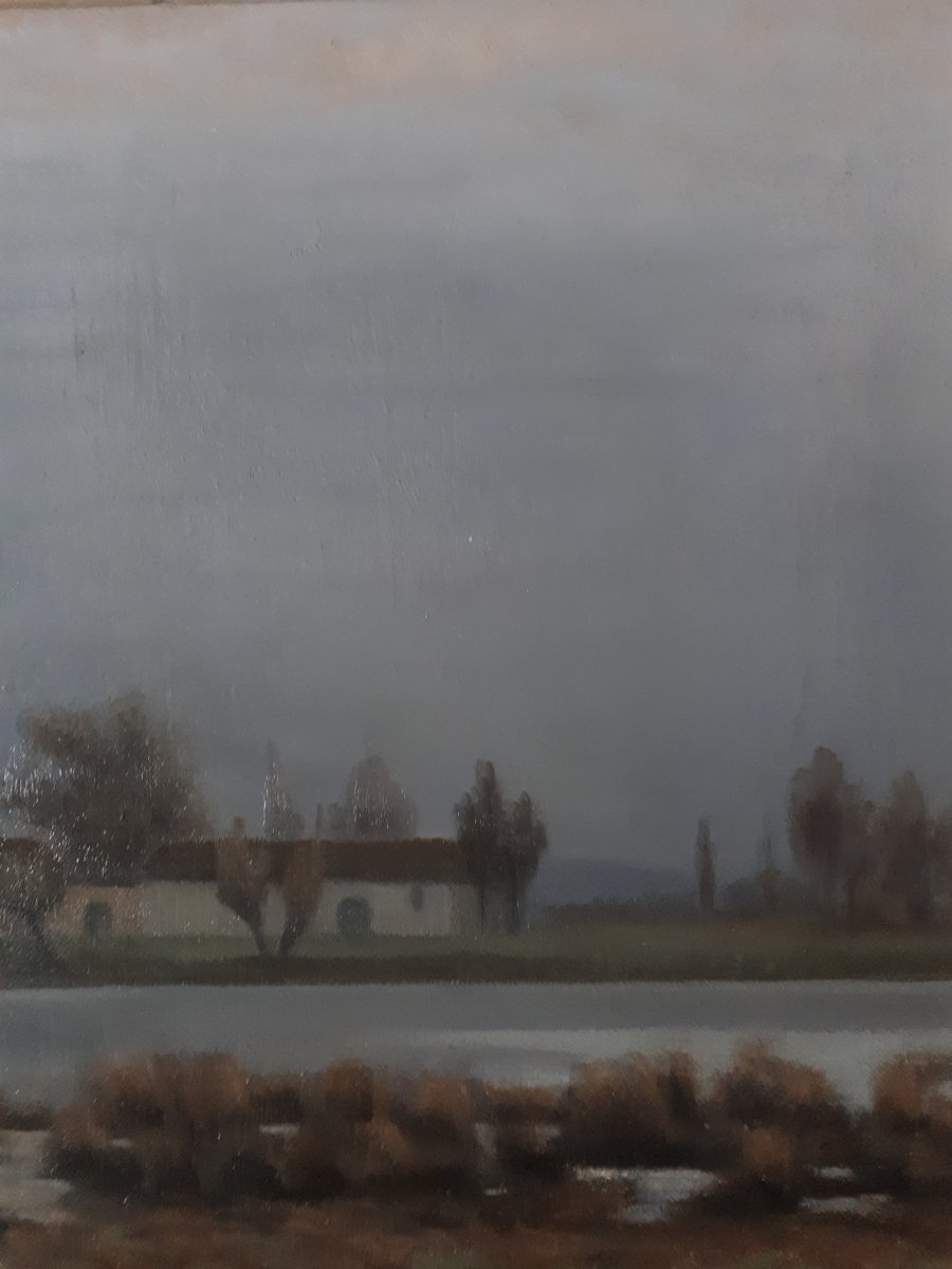 Thevenon Oil On Canvas Lake Landscape First Half Of The 20th Century-photo-4