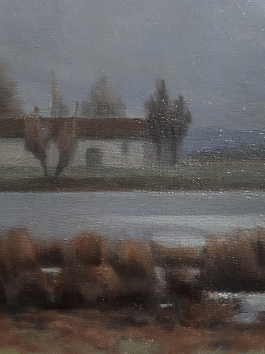 Thevenon Oil On Canvas Lake Landscape First Half Of The 20th Century-photo-4