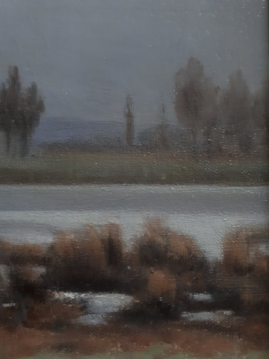 Thevenon Oil On Canvas Lake Landscape First Half Of The 20th Century-photo-5