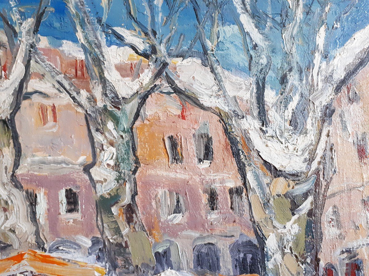 Alain Duperay (born In 1949) Oil On Canvas Market Scene In Uzès Gard-photo-6
